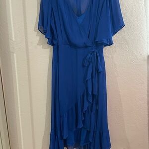 Elegant Blue Wrap Dress